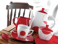 Сервиз для завтрака (чайный сервиз). Коллекция "Радуга",1558 (Red)", на 6 персон (38 предметов)